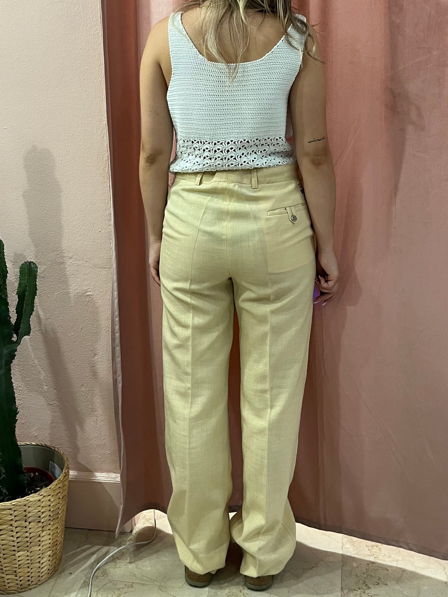 Pantalone sartoriale vintage crema