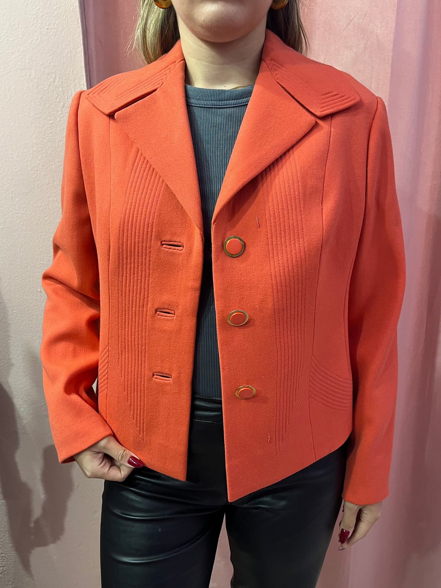 Blazer vintage salmone in lana