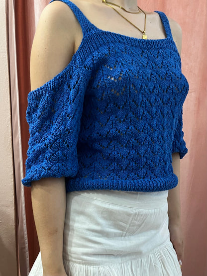 Top crochet blu Santorini