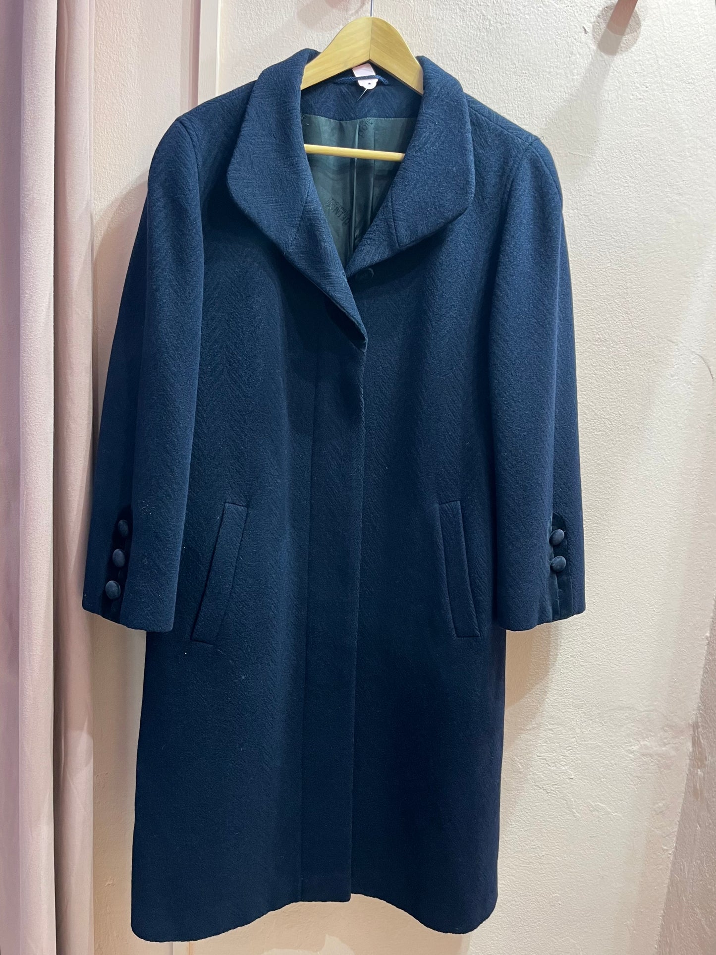 Cappotto blu notte spigato in lana