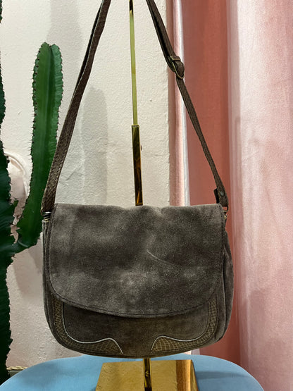 Borsa tracolla in pelle scamosciata marrone