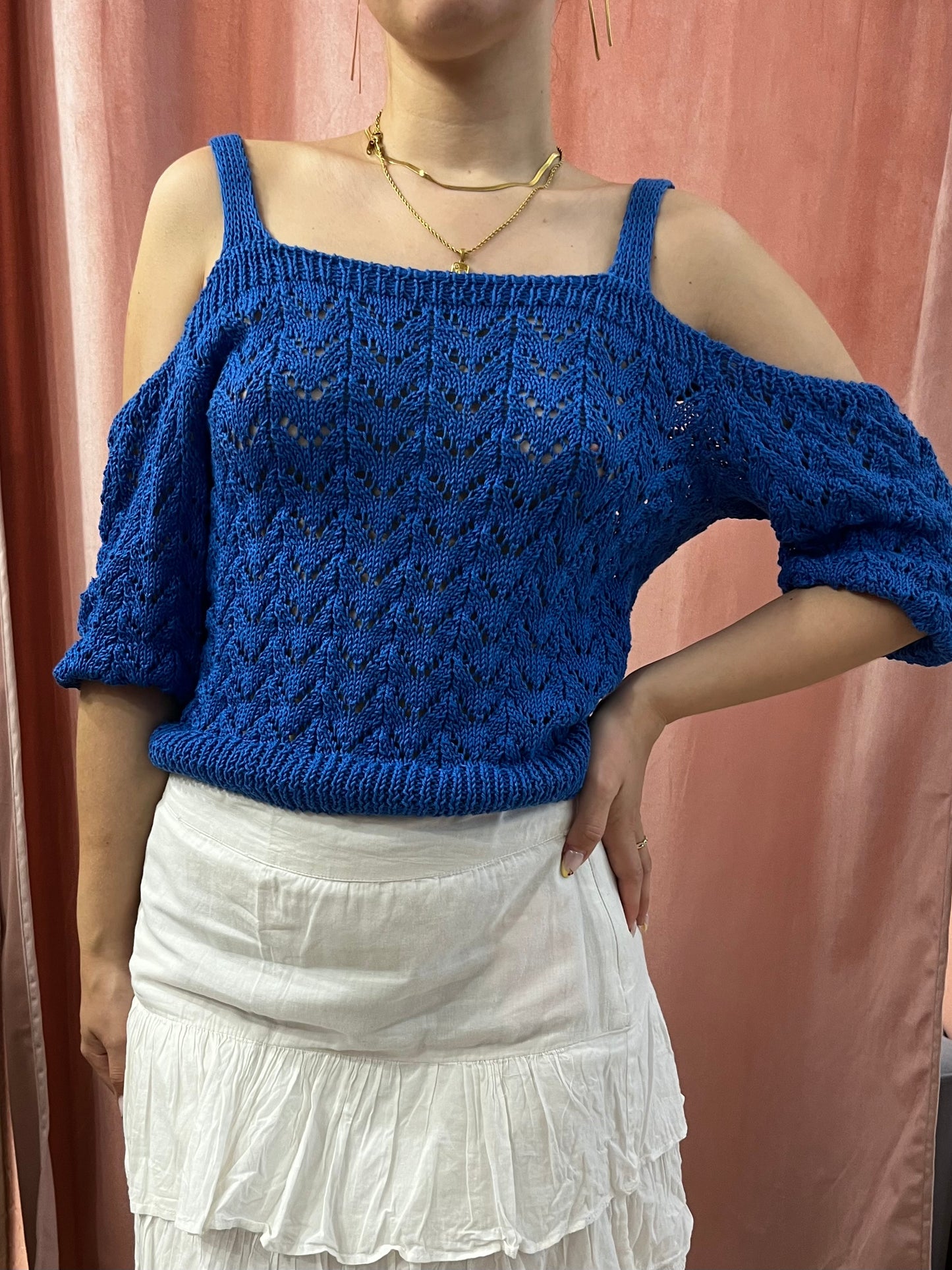 Top crochet blu Santorini