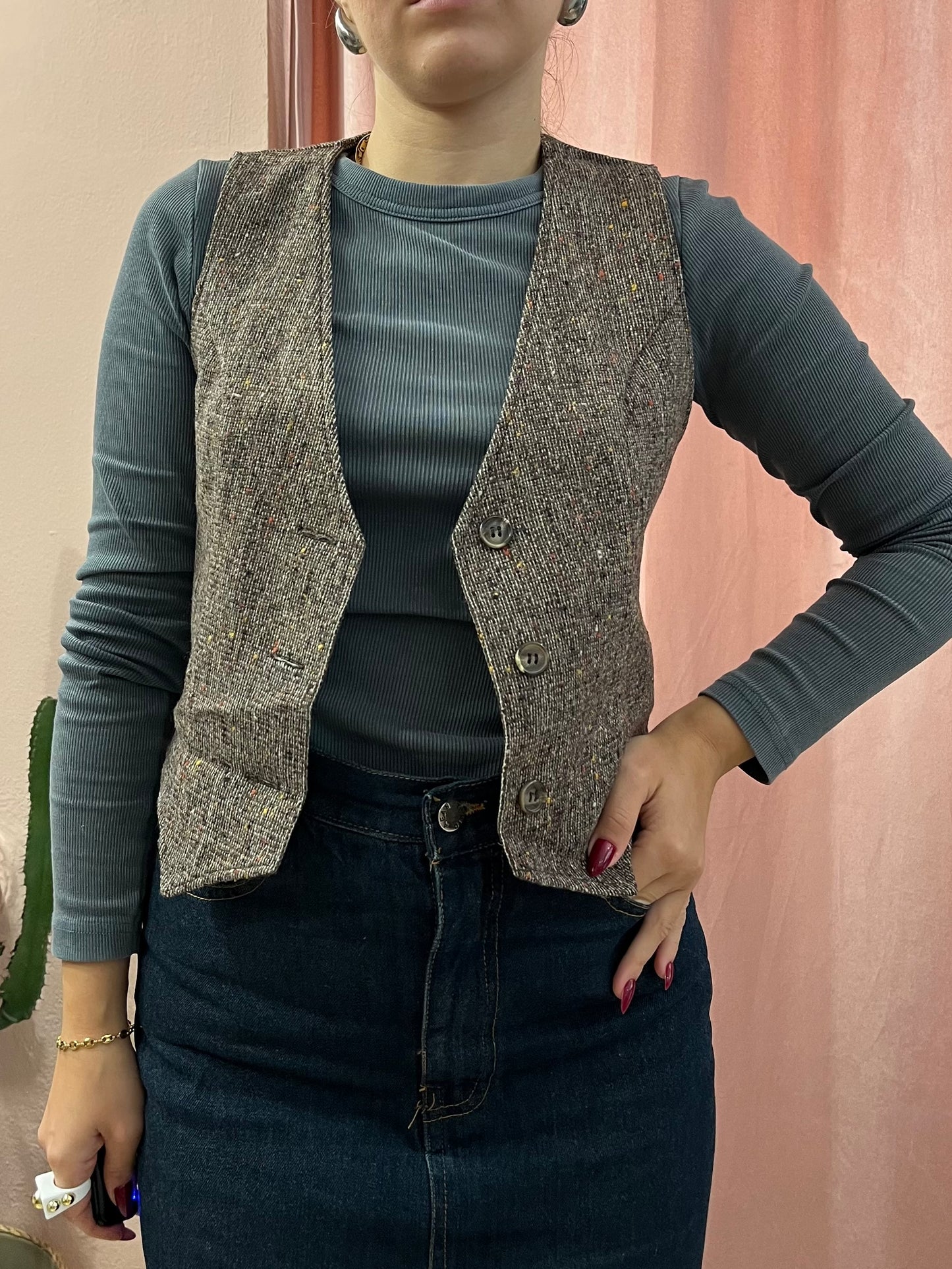 Gilet smanicato in lana mélange