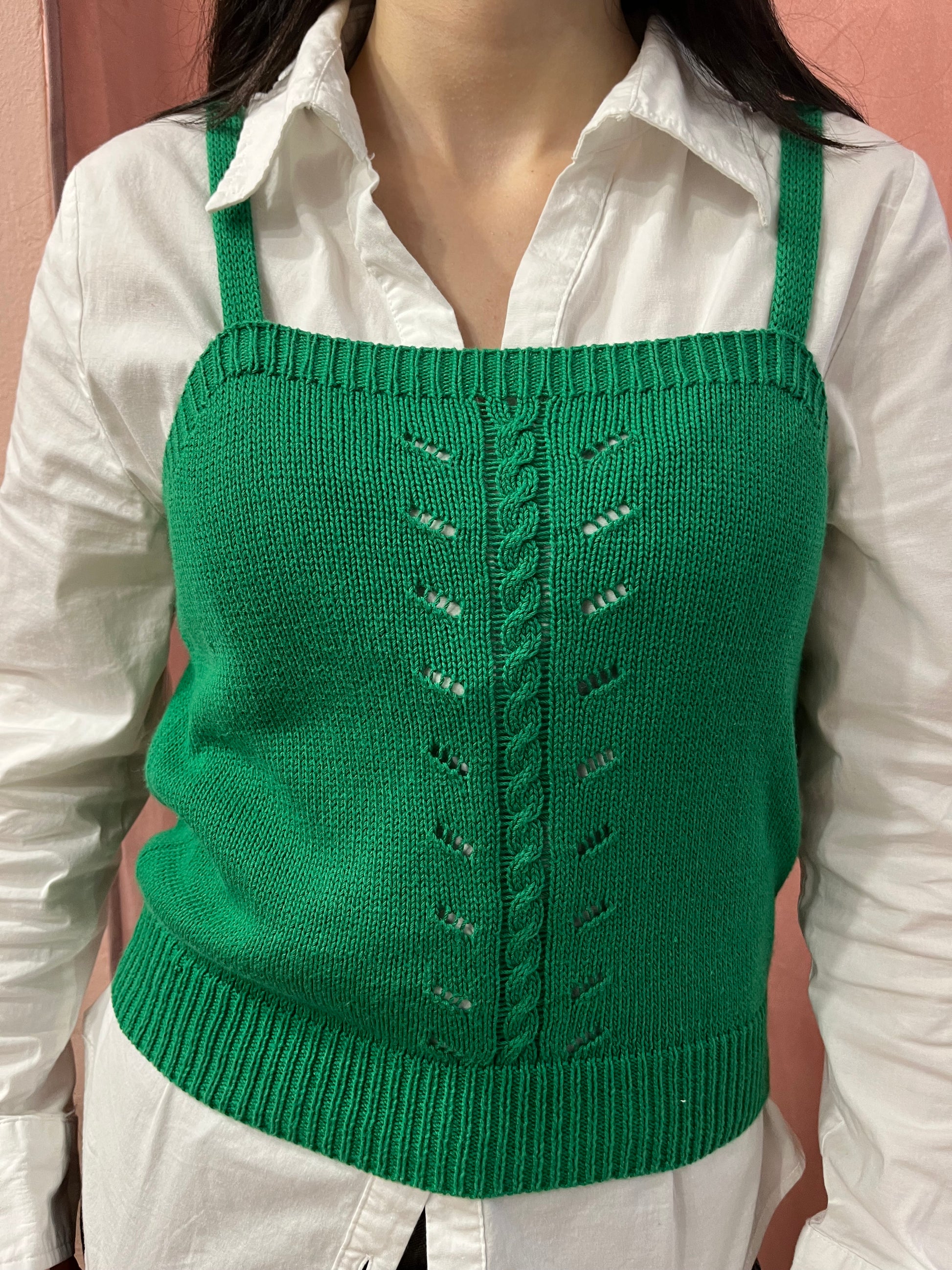 Top verde in maglia di cotone - Lizzy Vintage