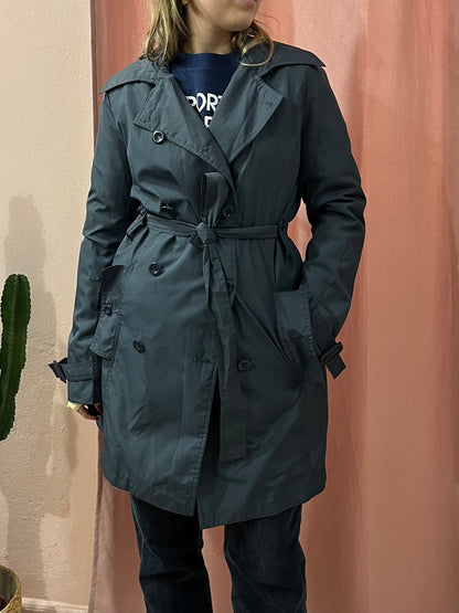 Trench blu impermeabile con cinturino