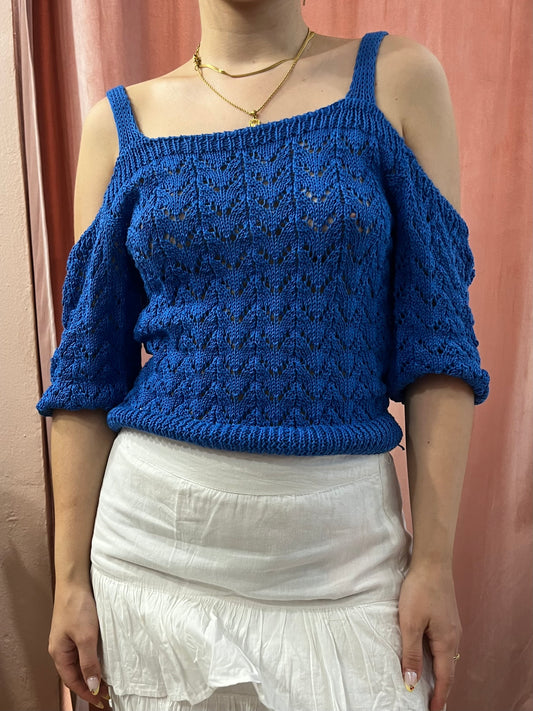 Top crochet blu Santorini