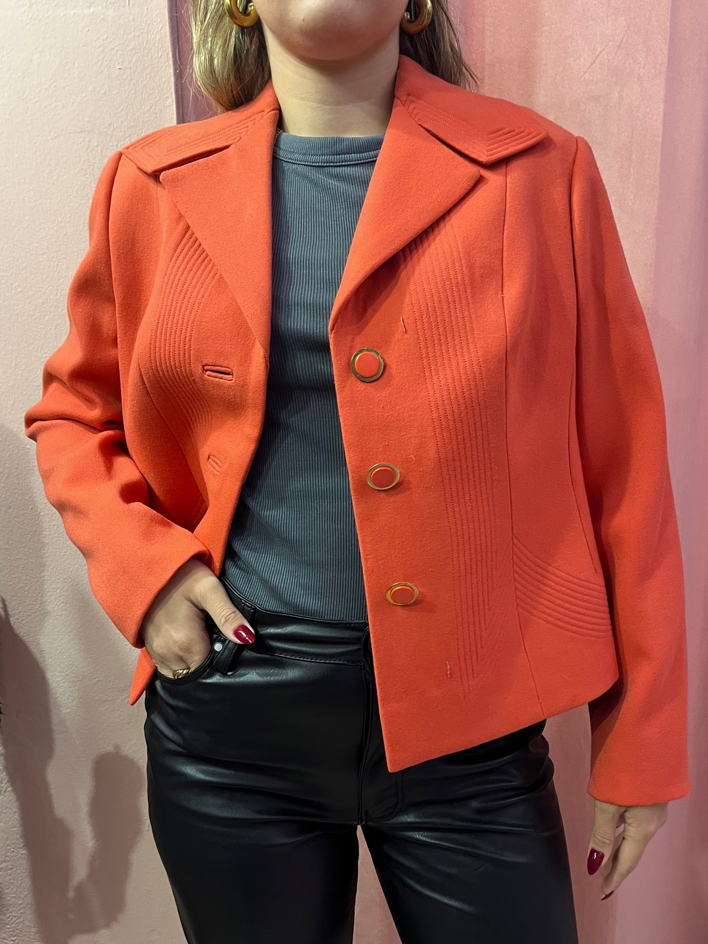 Blazer vintage salmone in lana