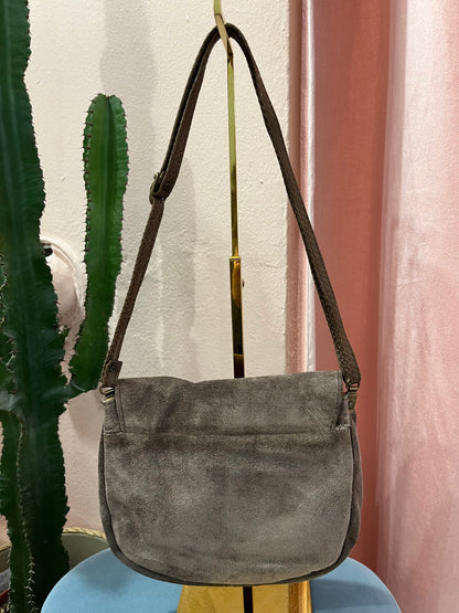 Borsa tracolla in pelle scamosciata marrone