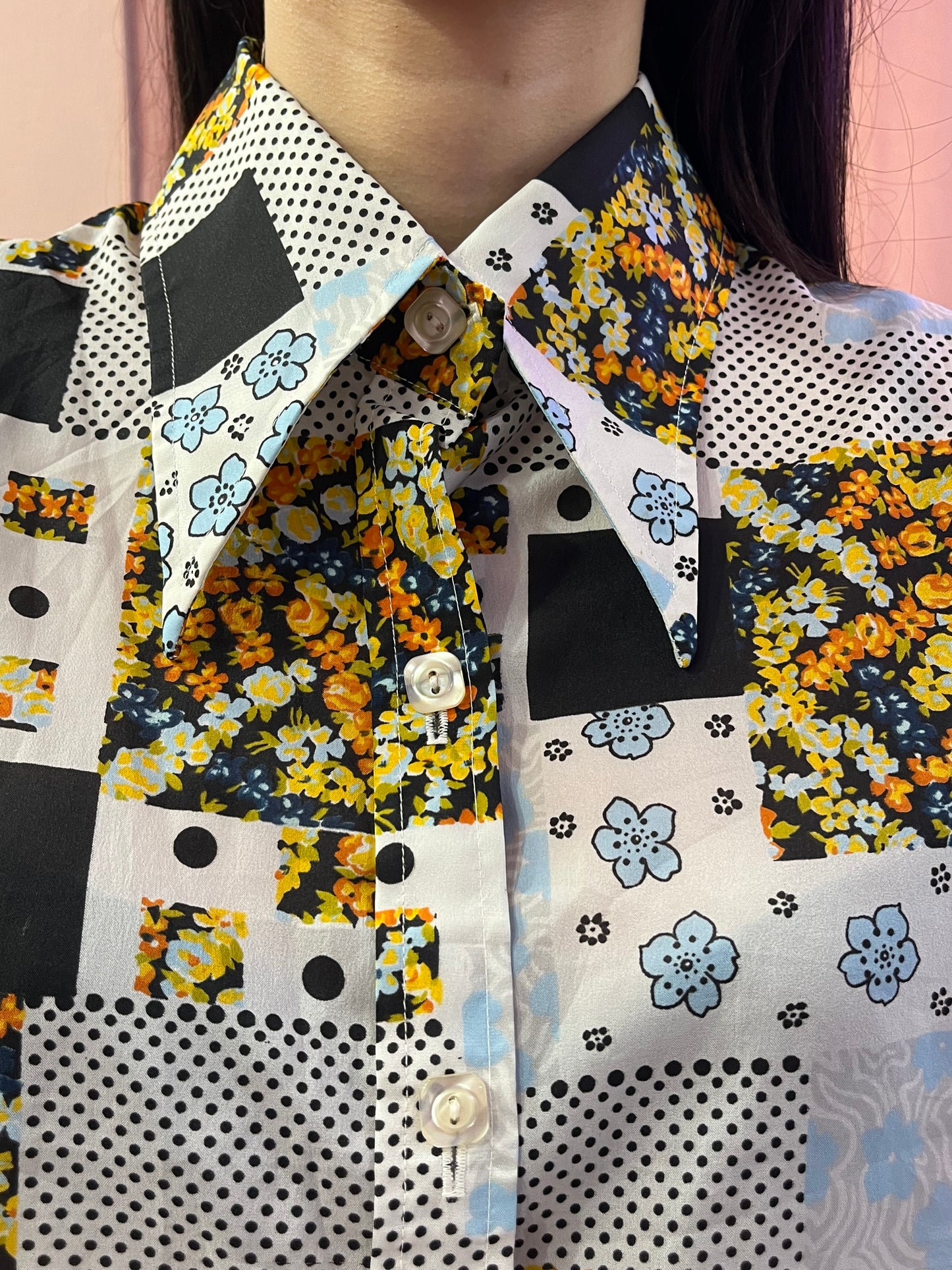 Camicia pattern azzurra - Lizzy Vintage