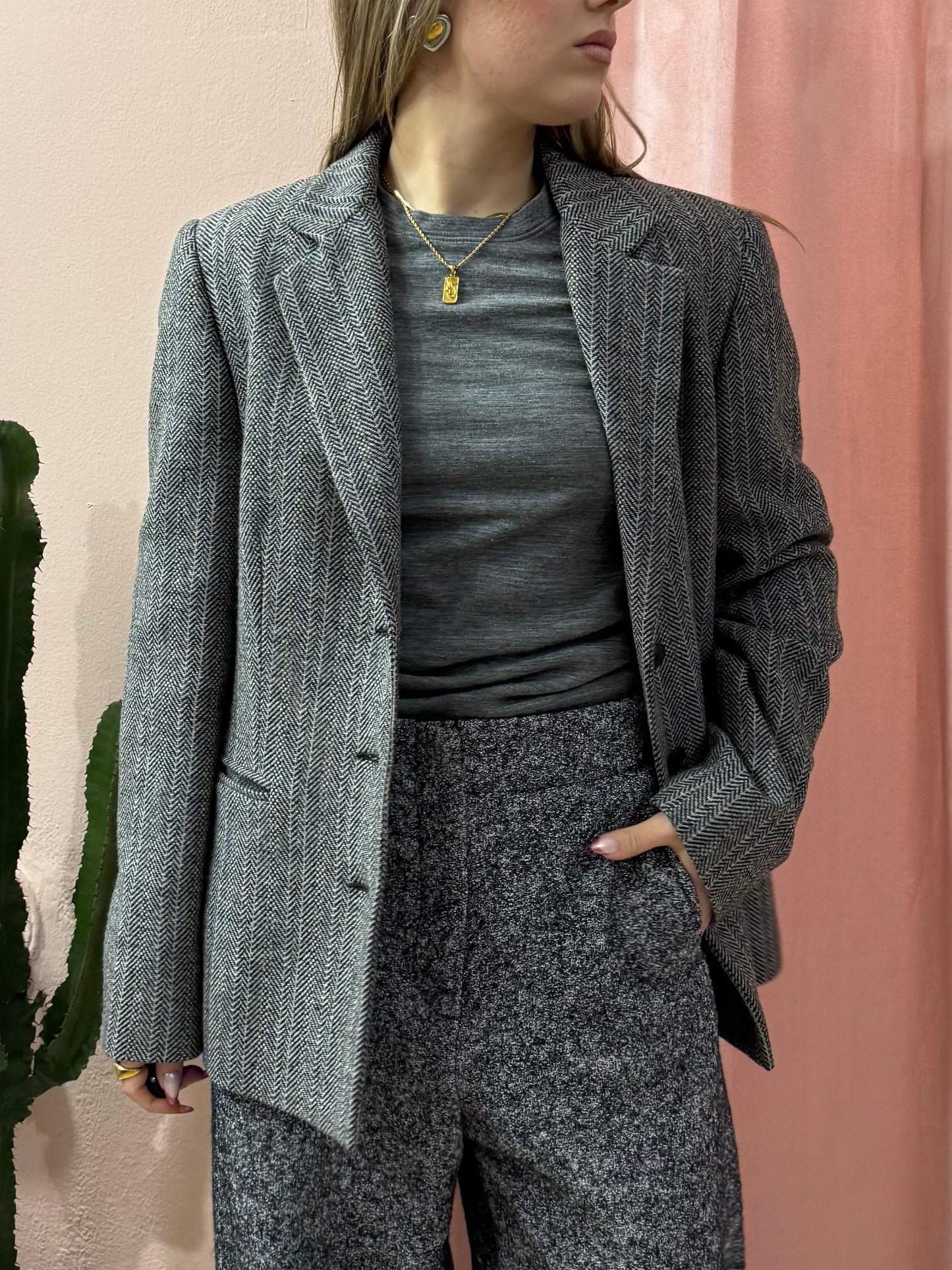 Blazer vintage spigato in lana