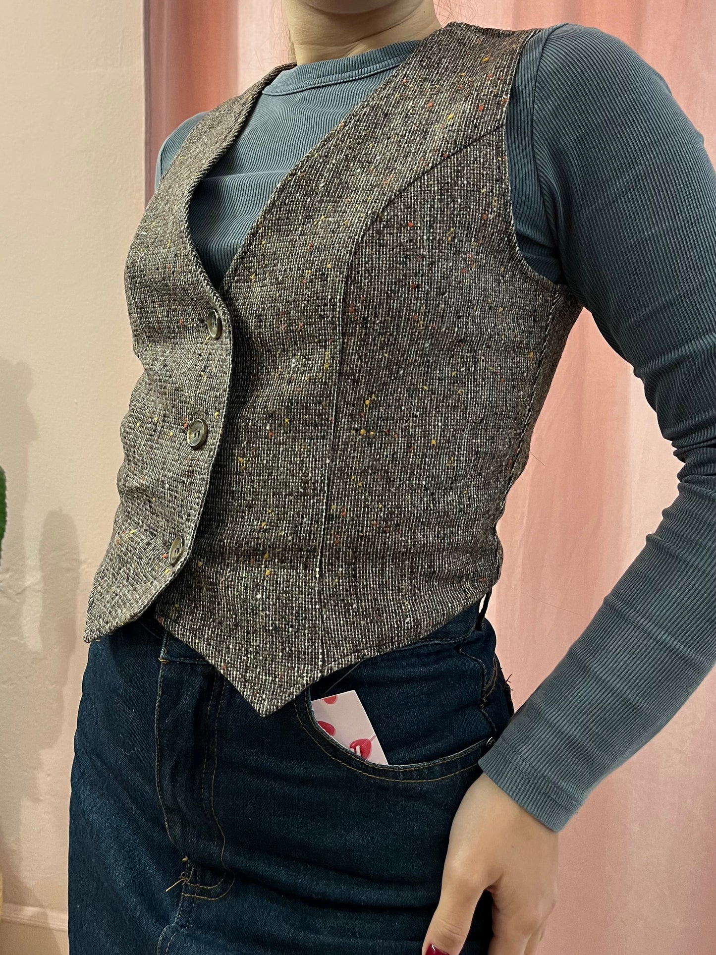 Gilet smanicato in lana mélange