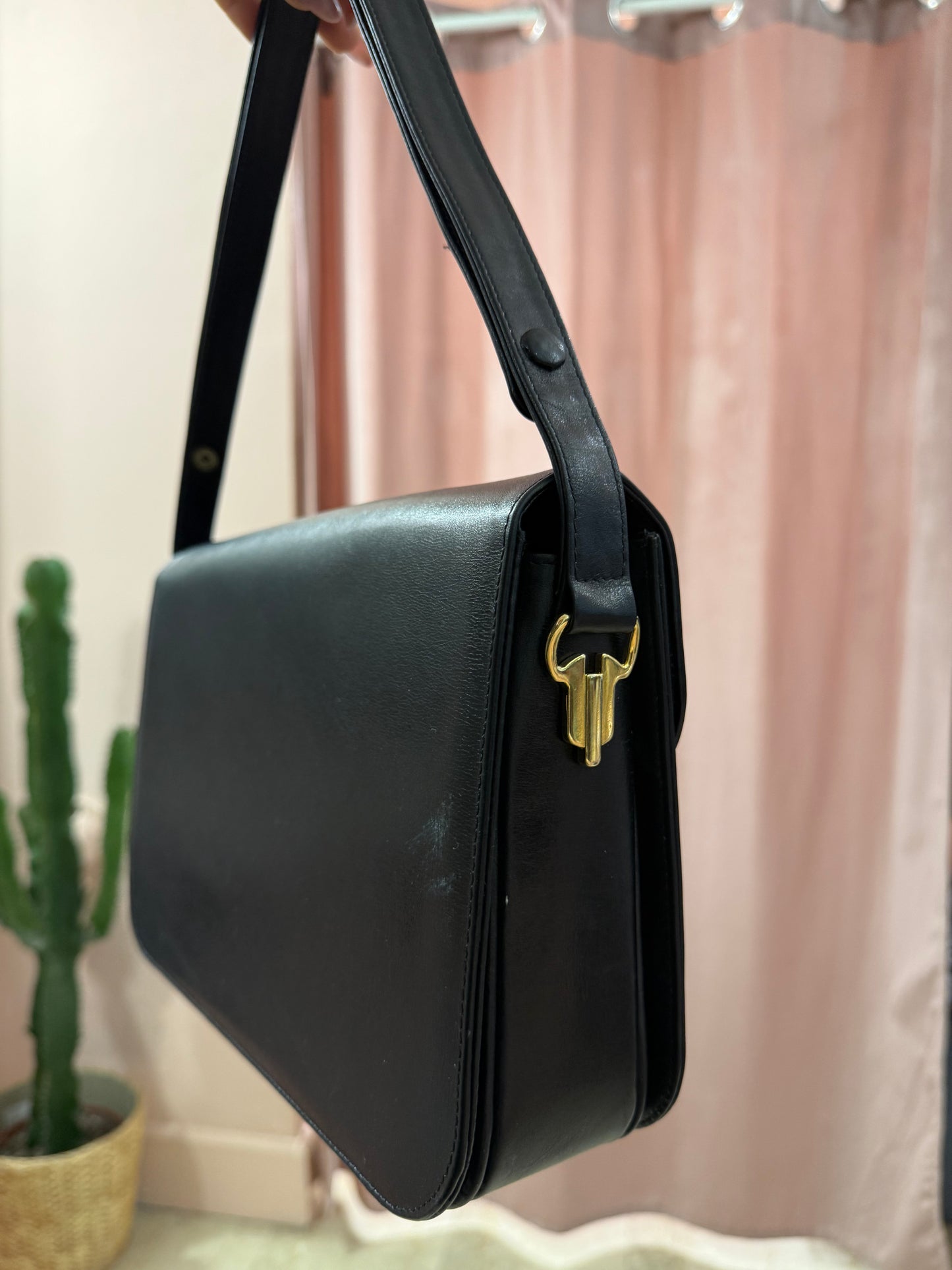 Borsa vintage in pelle nera