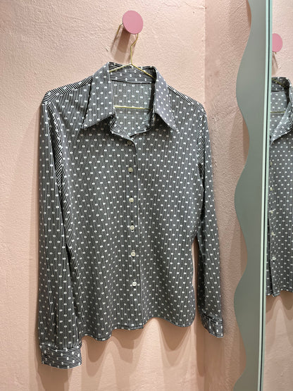 Camicia bianca e nera in fantasia - Lizzy Vintage