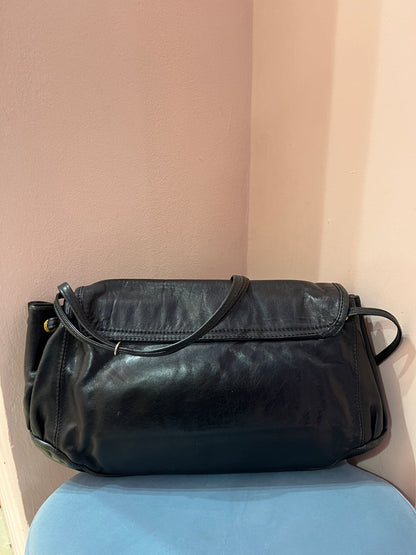 Borsa in pelle nera con manico lungo - Lizzy Vintage