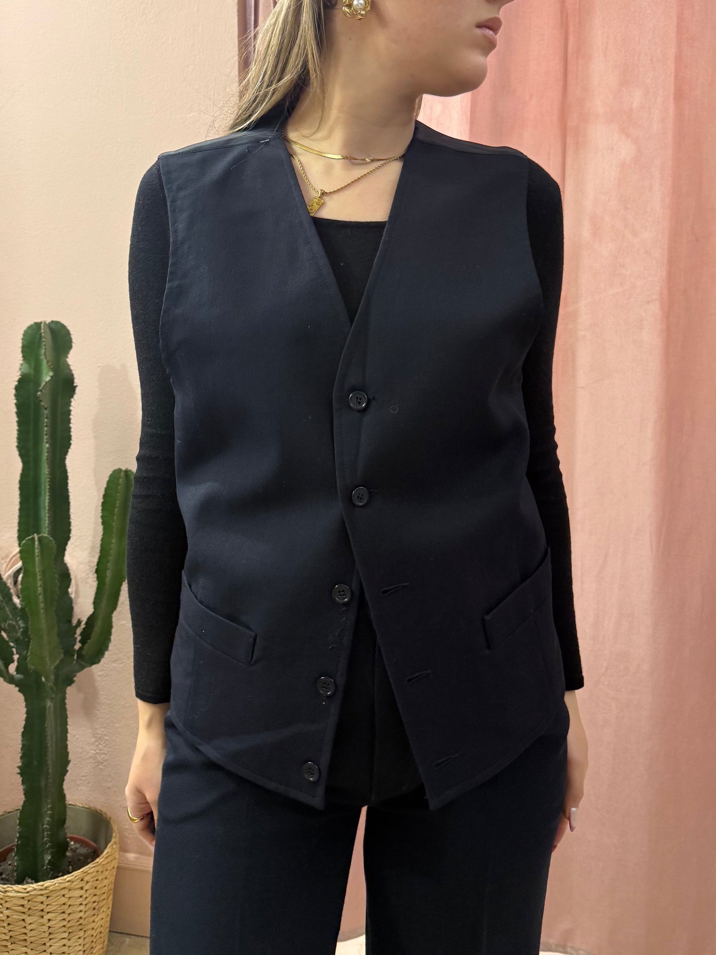 Gilet sartoriale maschile blu in lana