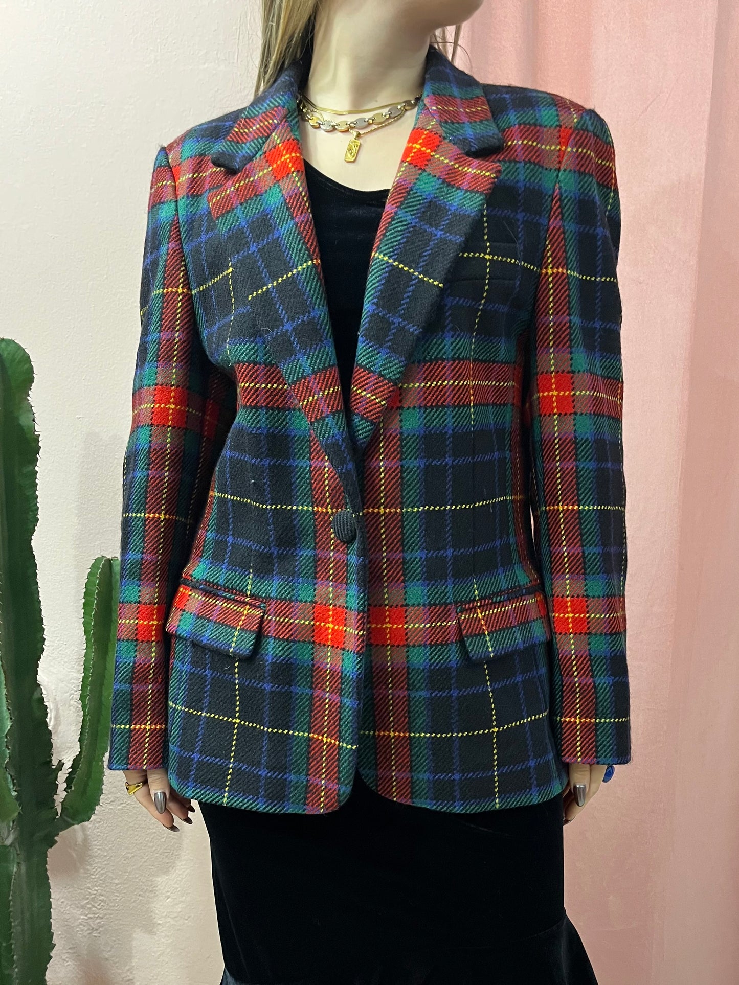 Blazer tartan in lana