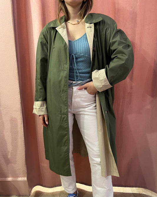 Trench double face verde e beige - Lizzy Vintage