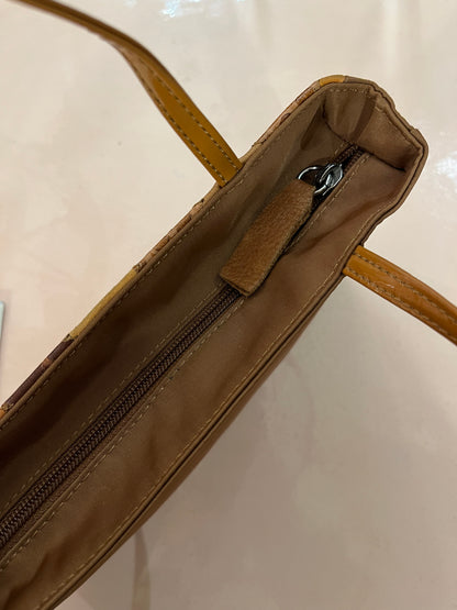 Borsa mini in tela inserti in pelle