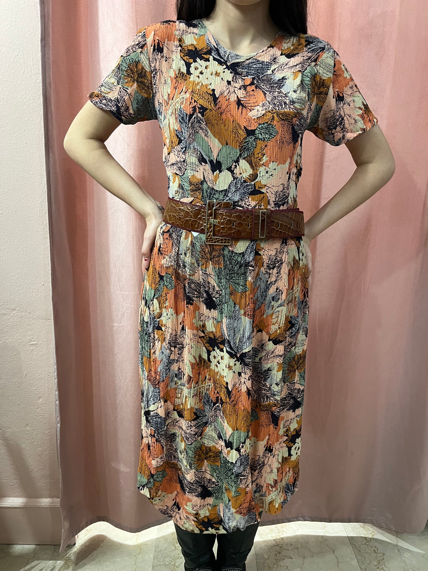 Vestito sartoriale fiori arancione - Lizzy Vintage