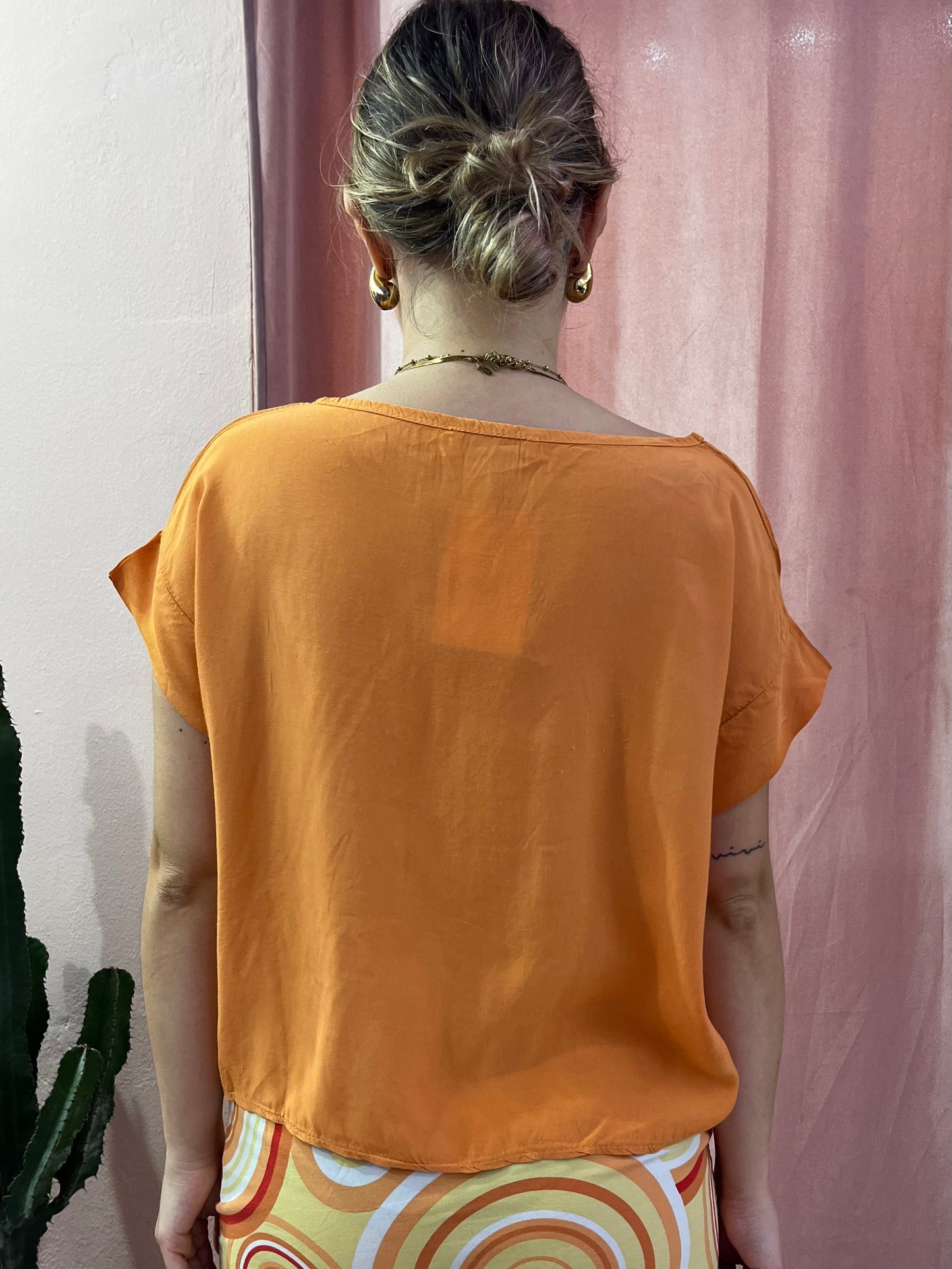 Blusa mezza manica arancio