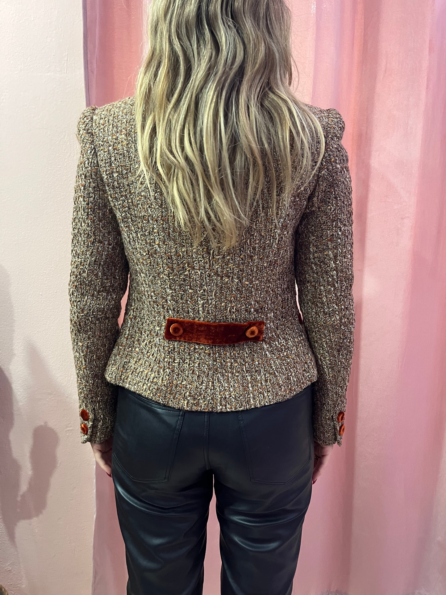 Blazer tweed in lana e cotone