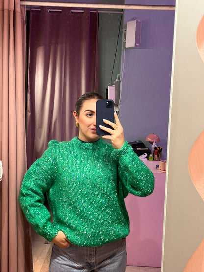 Maglione in lana verde mélange