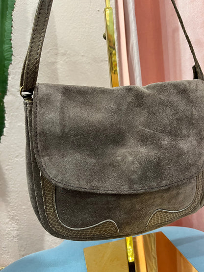 Borsa tracolla in pelle scamosciata marrone