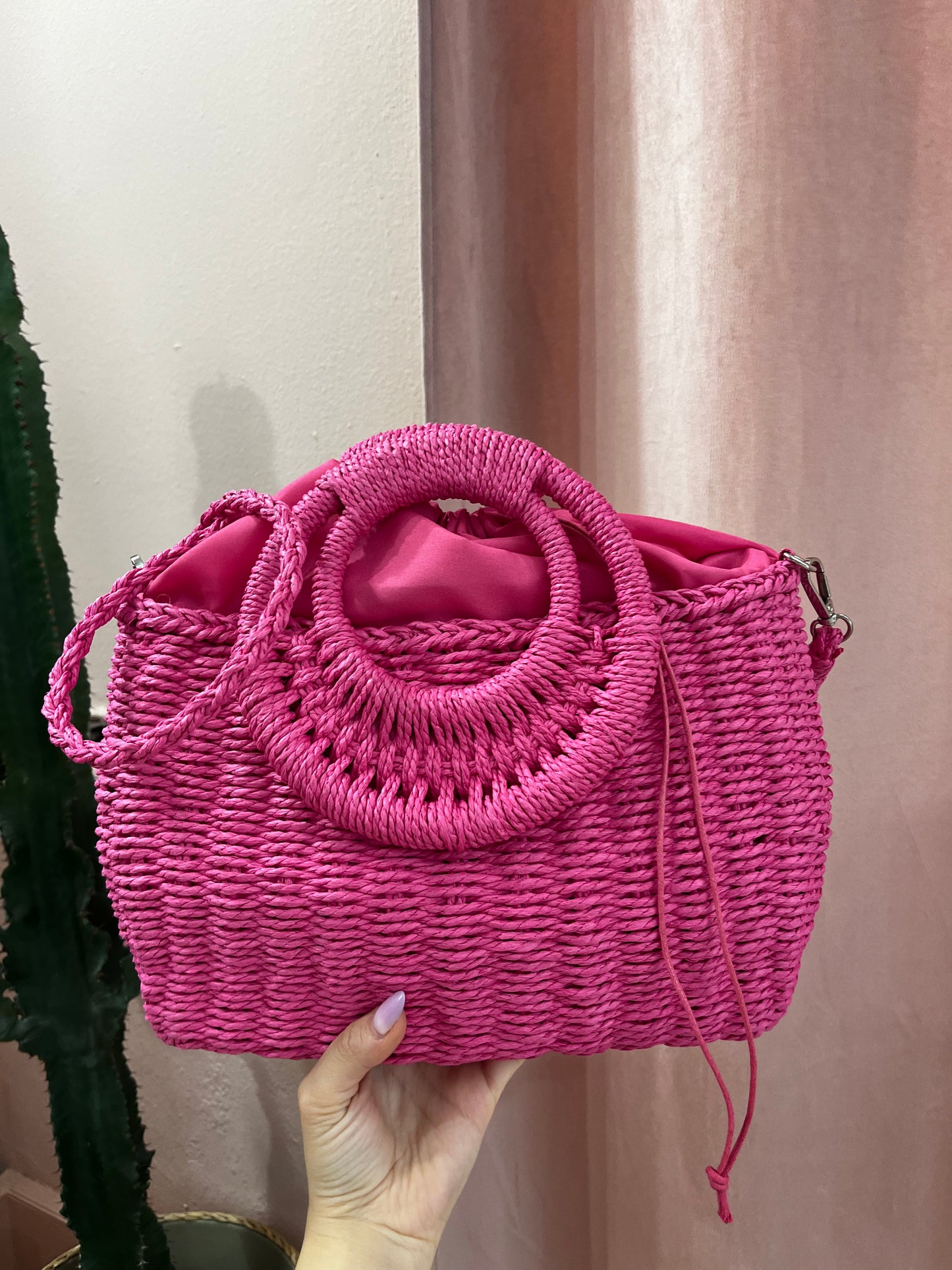 Borsa in paglia fucsia - Lizzy Vintage