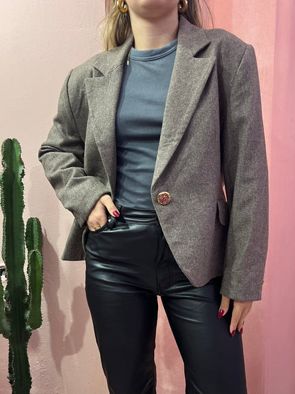 Blazer vintage in lana bottone gioiello