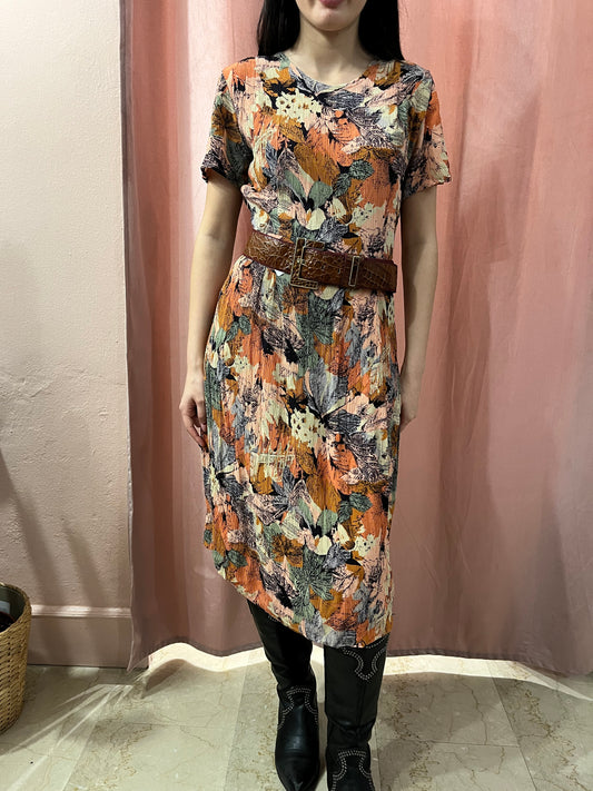 Vestito sartoriale fiori arancione - Lizzy Vintage