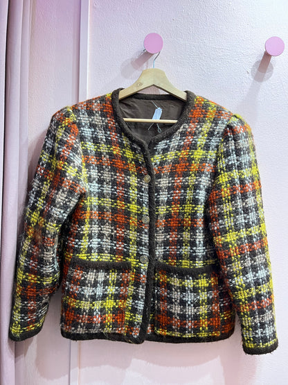 Giacca in tweed in lana marrone