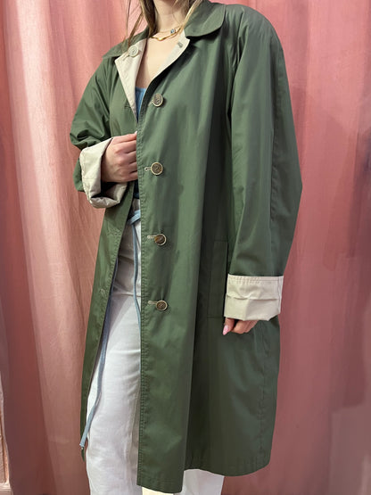 Trench double face verde e beige - Lizzy Vintage