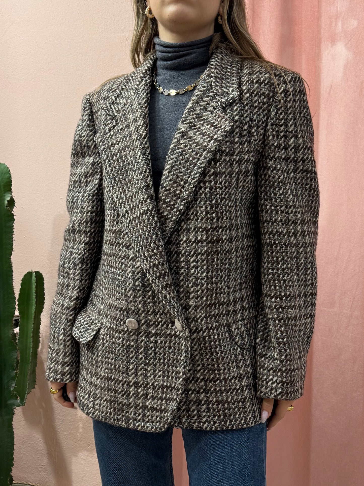 Blazer doppiopetto mélange in lana