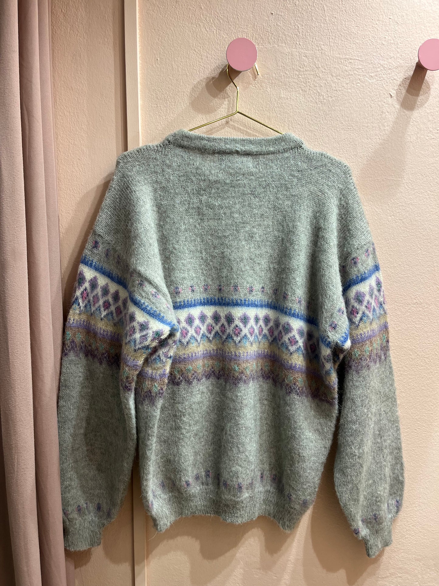 Maglione grigio in fantasia misto alpaca