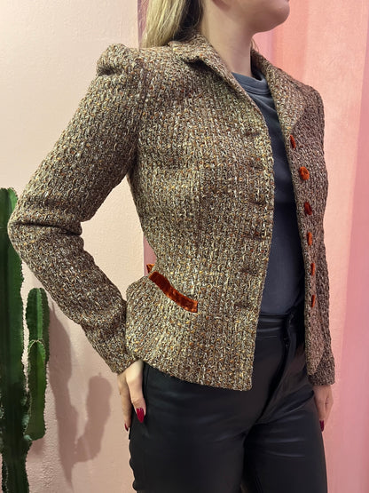 Blazer tweed in lana e cotone