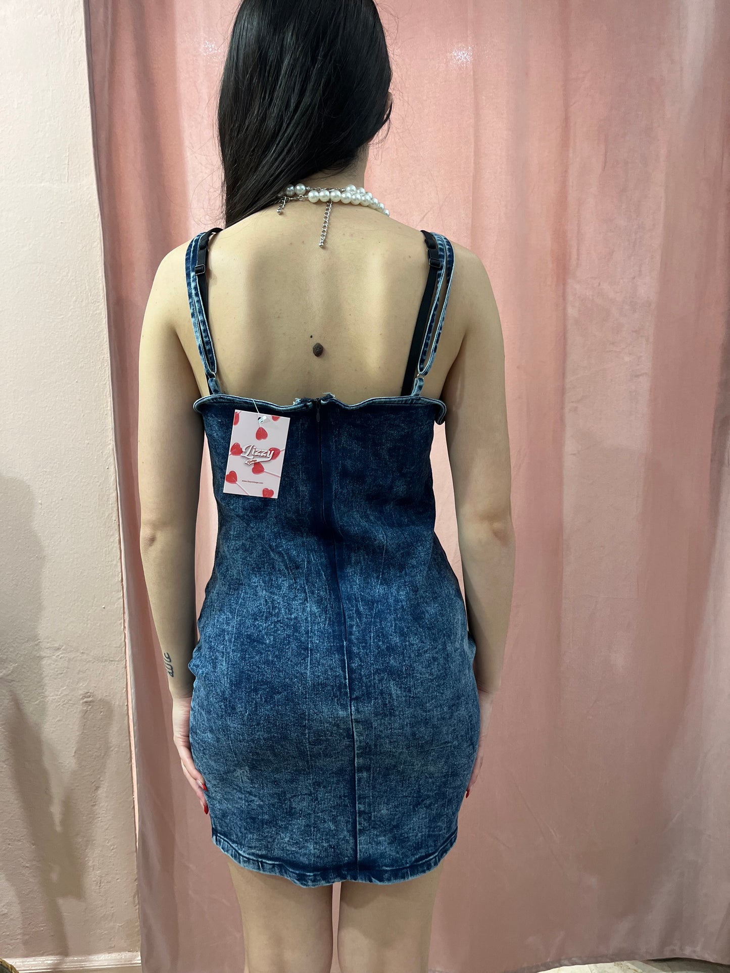 Vestito in denim con laccetti - Lizzy Vintage