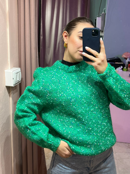 Maglione in lana verde mélange