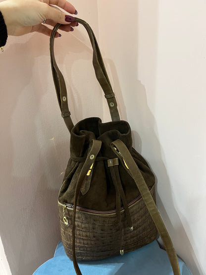 Borsa a secchiello in vera pelle con manico lungo - Lizzy Vintage