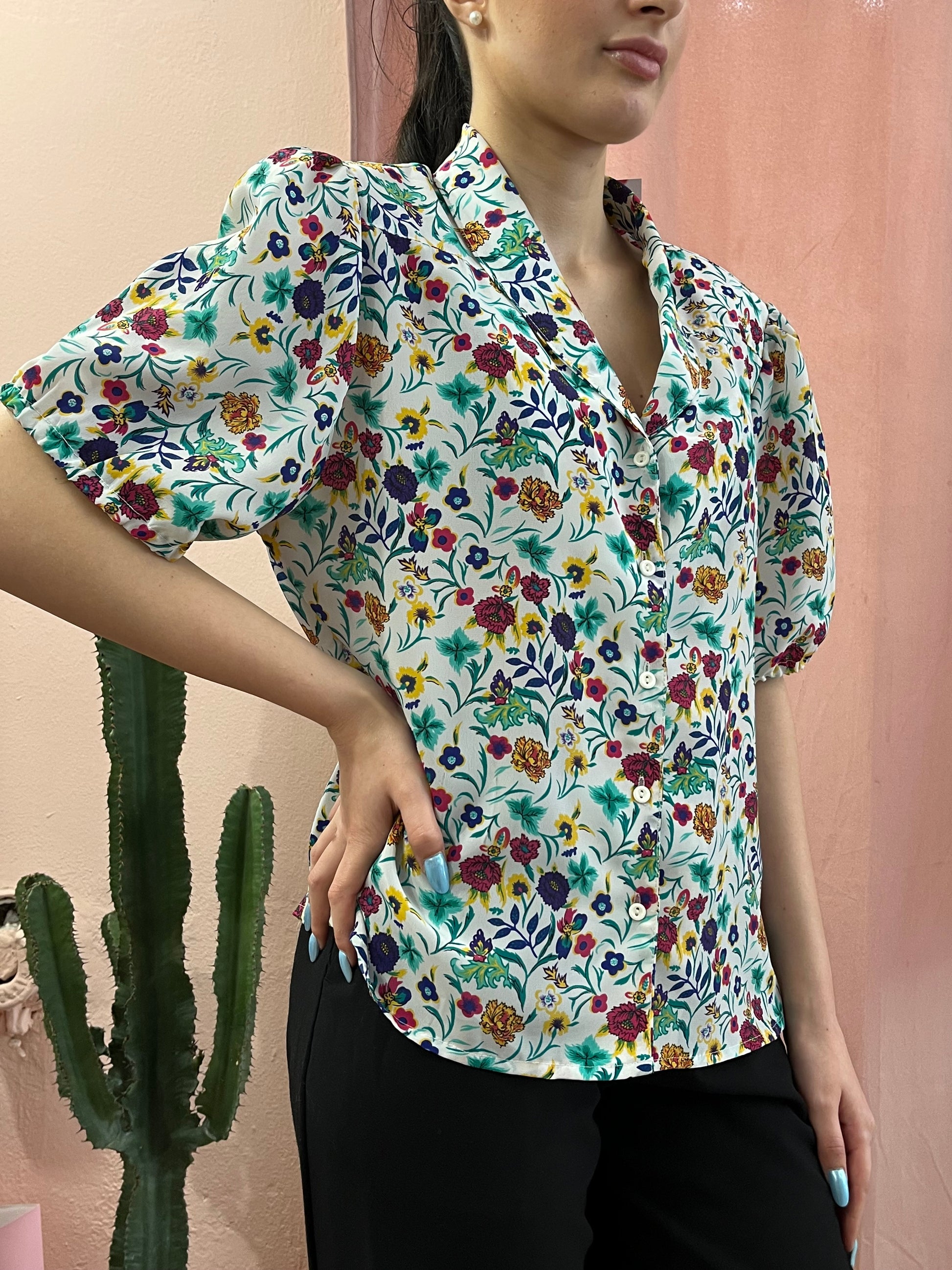 Camicia bianca fiorellini - Lizzy Vintage