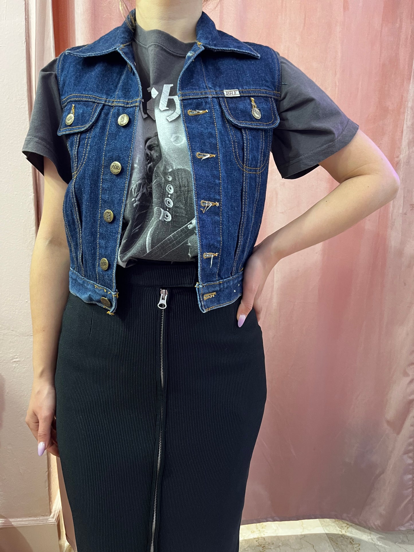 Gilet smanicato Rifle in denim - Lizzy Vintage