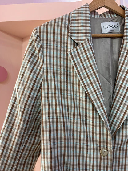 Blazer quadretti beige/ azzurri - Lizzy Vintage