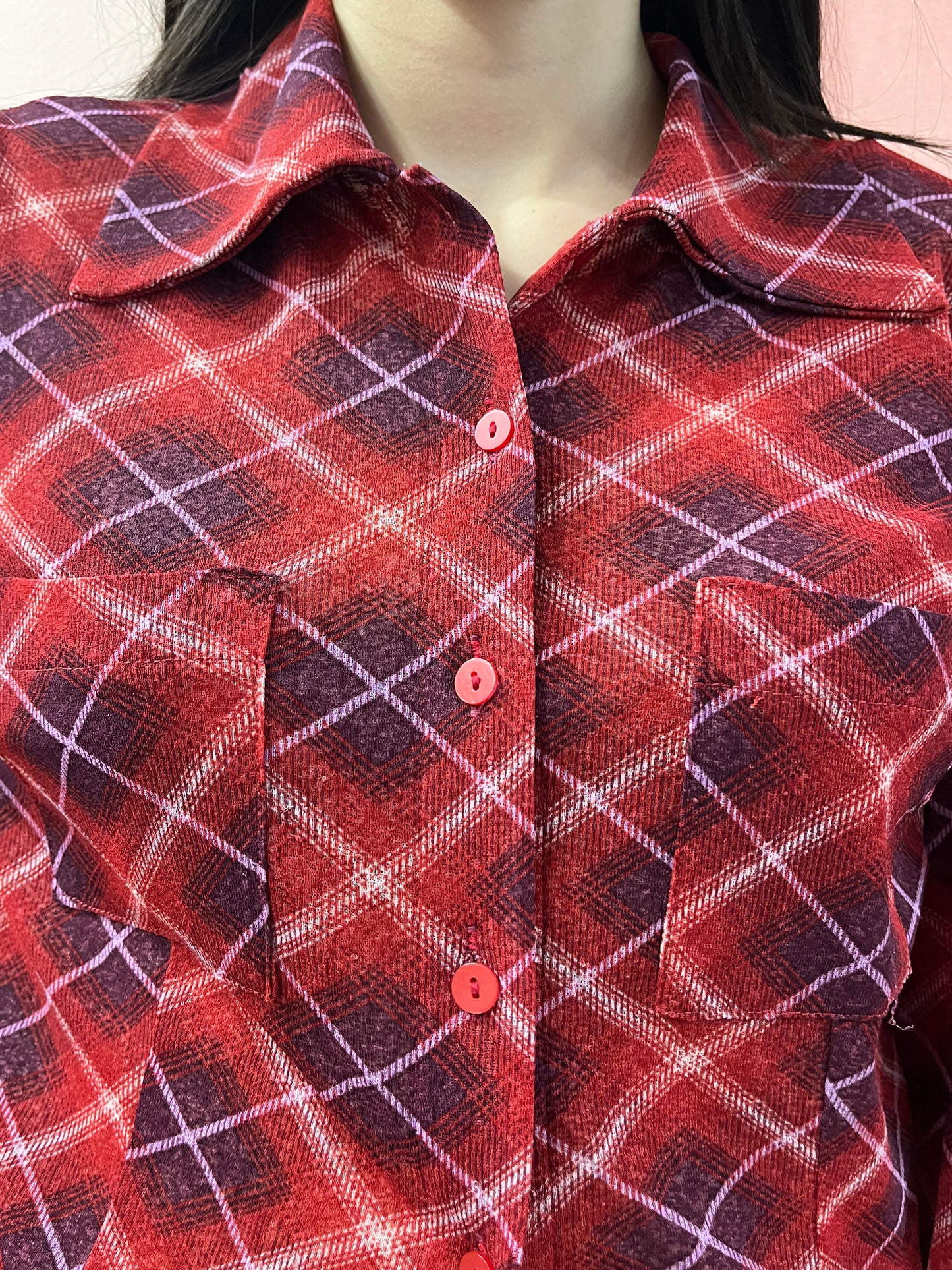 Camicia a quadri viola e rossa - Lizzy Vintage