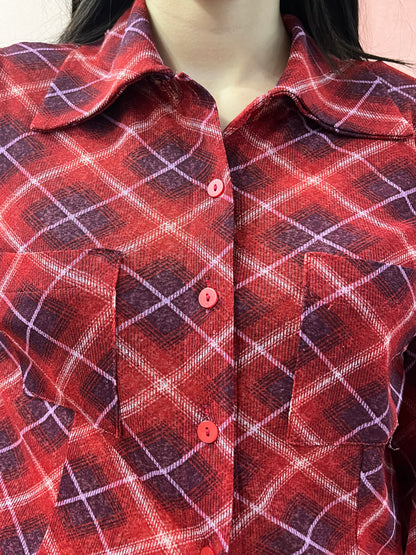 Camicia a quadri viola e rossa - Lizzy Vintage