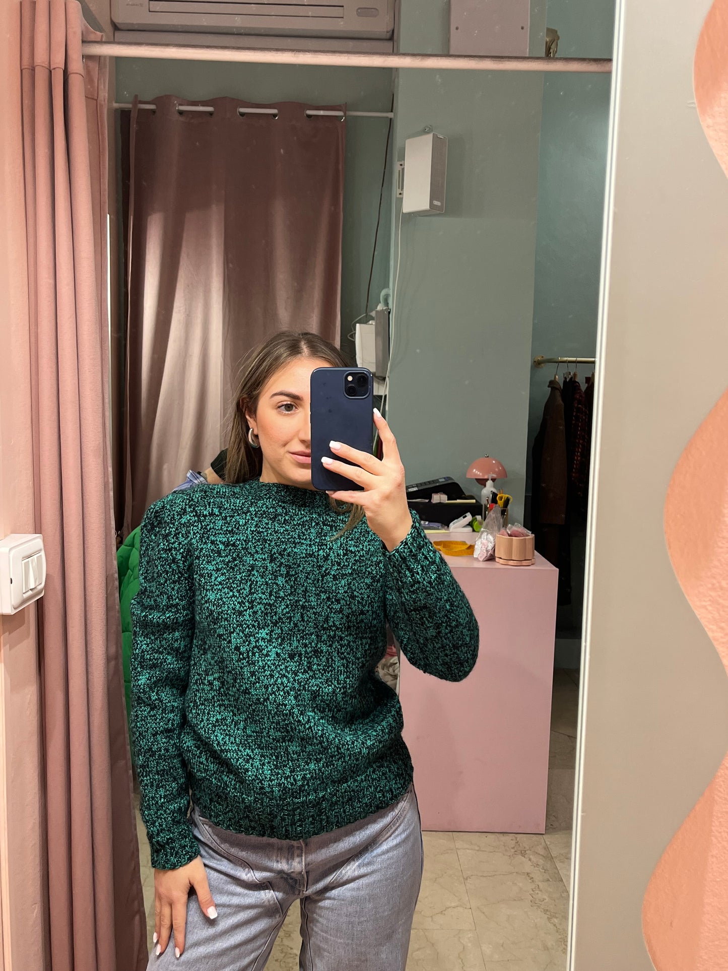 Maglione mélange color menta