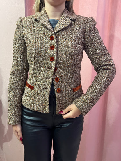 Blazer tweed in lana e cotone