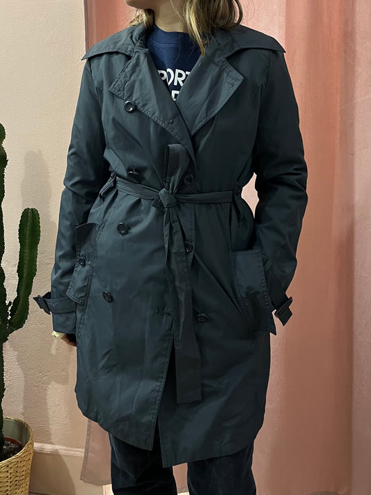 Trench blu impermeabile con cinturino