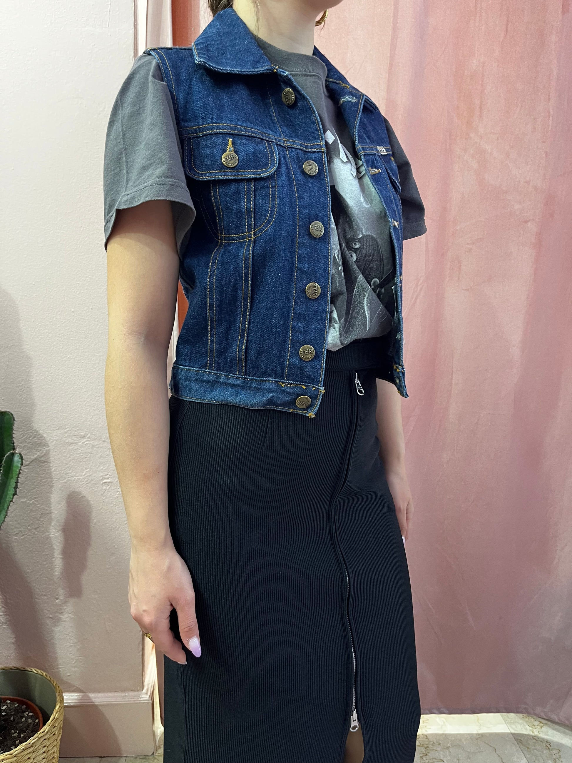 Gilet smanicato Rifle in denim - Lizzy Vintage