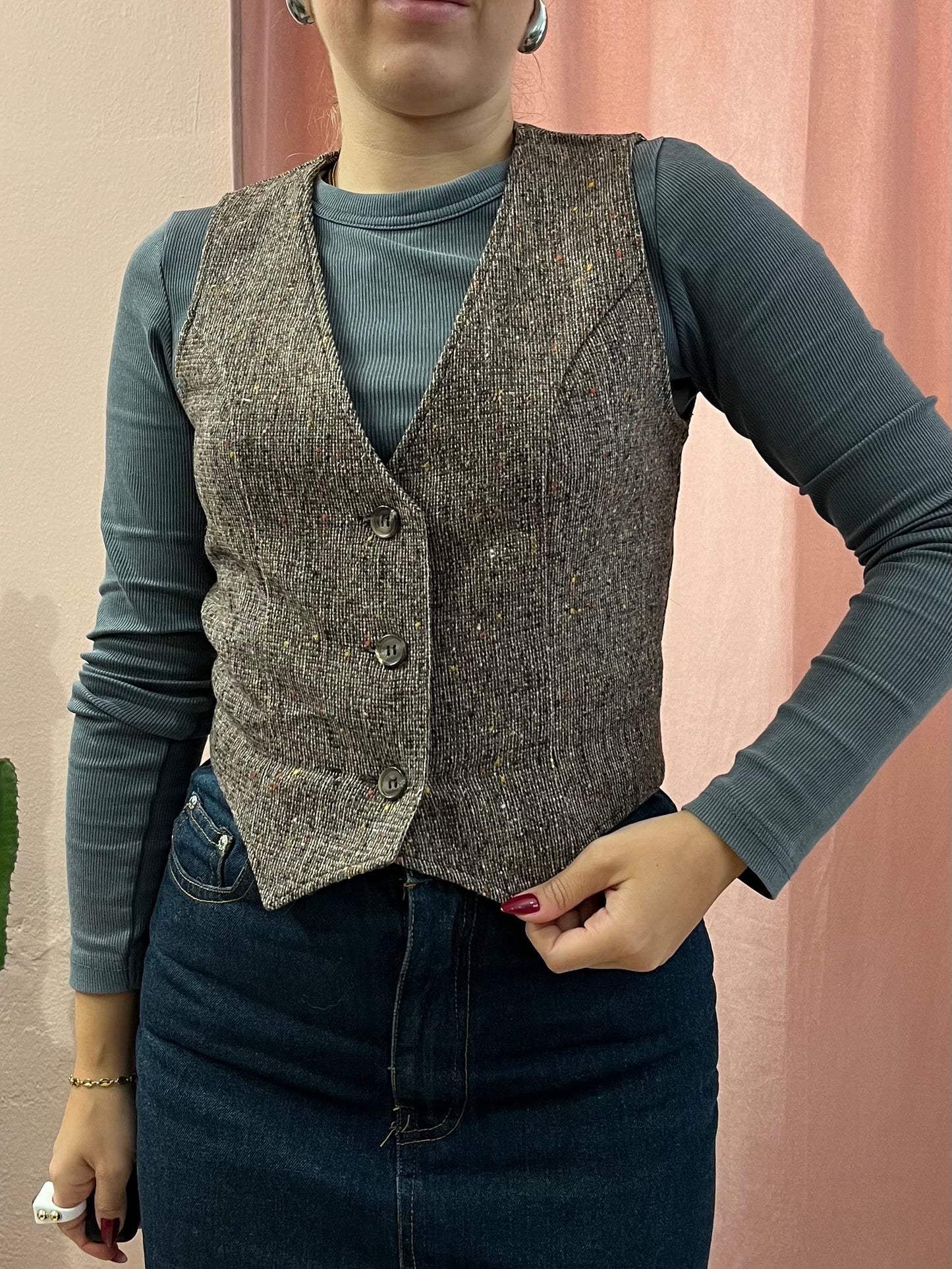 Gilet smanicato in lana mélange