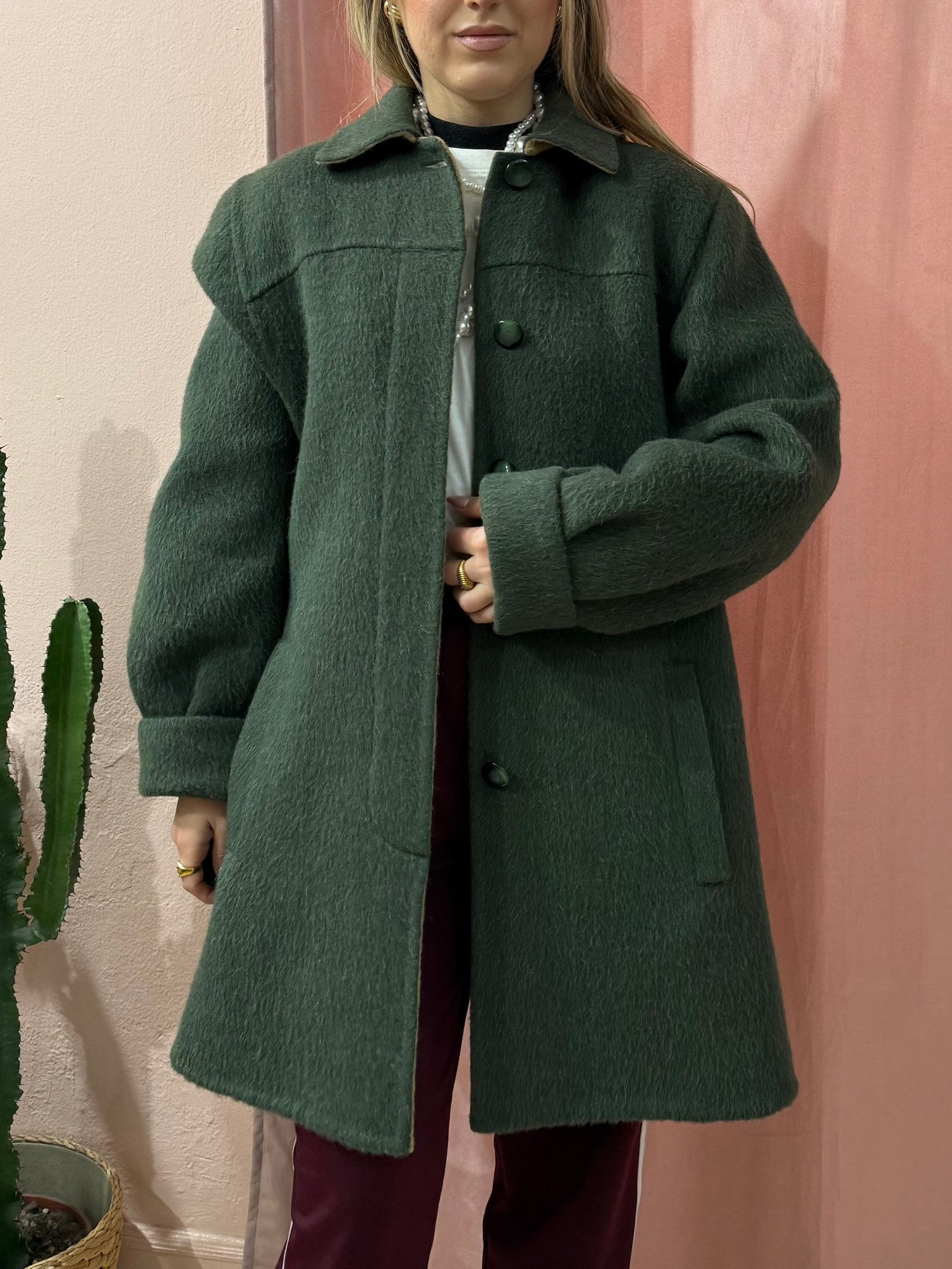 Cappotto in lana verde