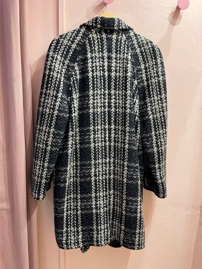 Cappotto nero tartan in lana